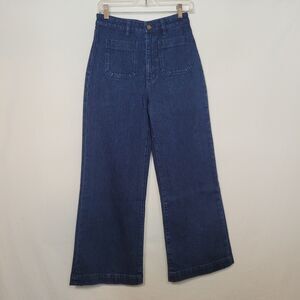 Rolla’s Sailor High Rise Wide Leg Jeans 27 Fits 26x27 Ankle Length Blue Stretch